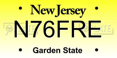 N76FRE New Jersey License Plate