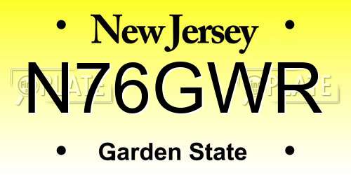 N76GWR New Jersey License Plate