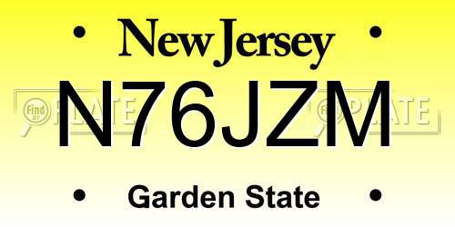N76JZM New Jersey License Plate
