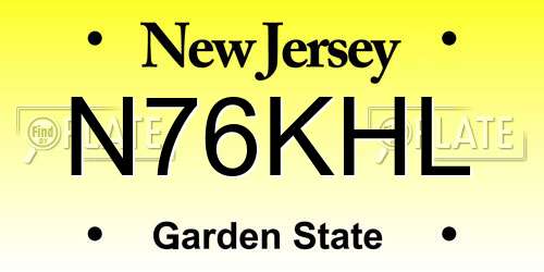 N76KHL New Jersey License Plate