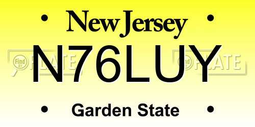N76LUY New Jersey License Plate