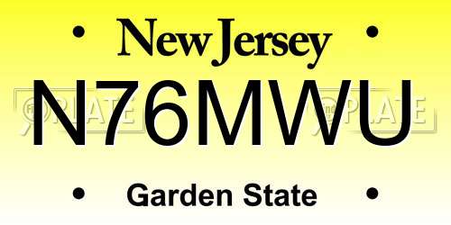 N76MWU New Jersey License Plate