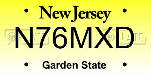 N76MXD New Jersey License Plate