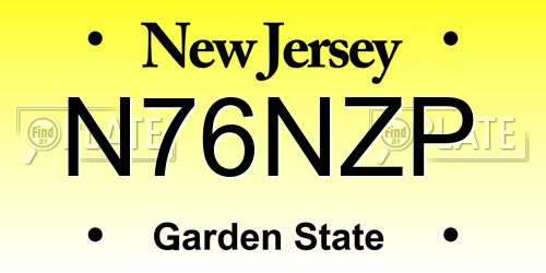N76NZP New Jersey License Plate