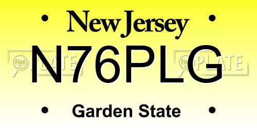N76PLG New Jersey License Plate