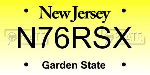 N76RSX New Jersey License Plate