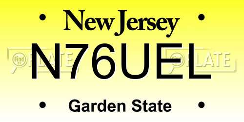 N76UEL New Jersey License Plate