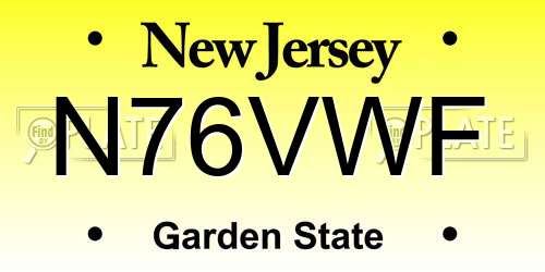 N76VWF New Jersey License Plate