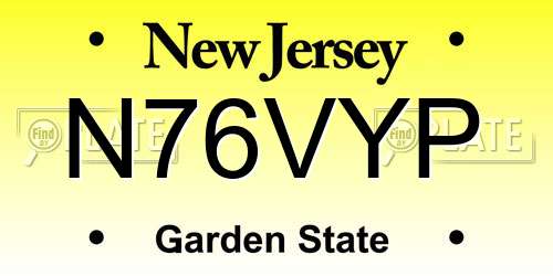 N76VYP New Jersey License Plate