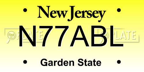N77ABL New Jersey License Plate