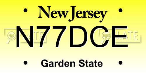 N77DCE New Jersey License Plate