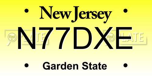 N77DXE New Jersey License Plate