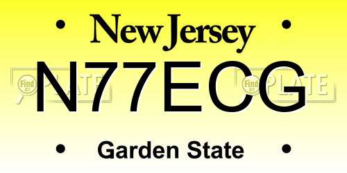 N77ECG New Jersey License Plate