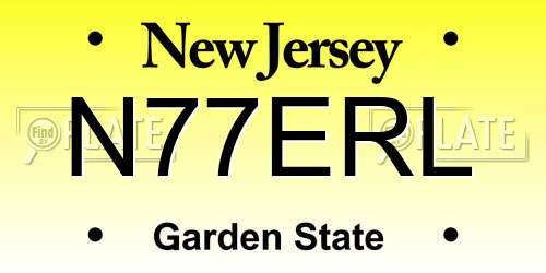 N77ERL New Jersey License Plate
