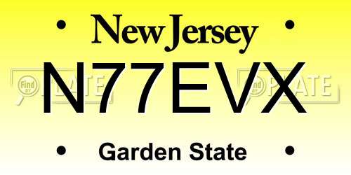 N77EVX New Jersey License Plate