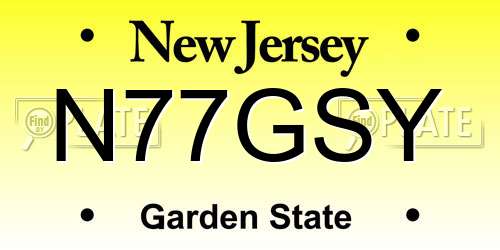 N77GSY New Jersey License Plate