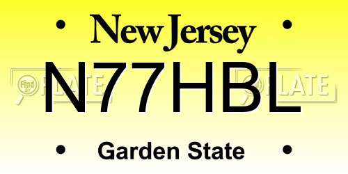 N77HBL New Jersey License Plate