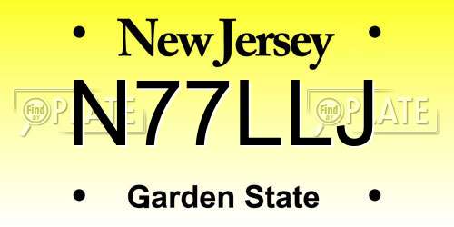 N77LLJ New Jersey License Plate
