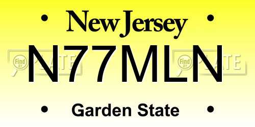 N77MLN New Jersey License Plate