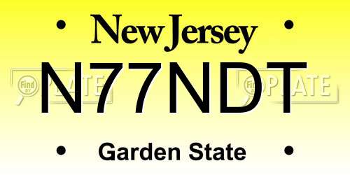 N77NDT New Jersey License Plate
