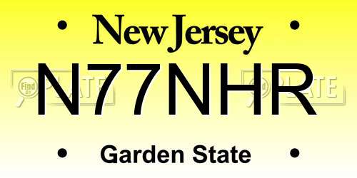 N77NHR New Jersey License Plate