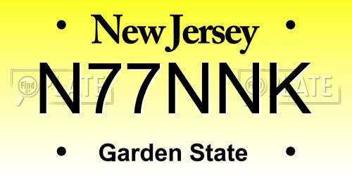 N77NNK New Jersey License Plate