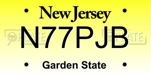 N77PJB New Jersey License Plate