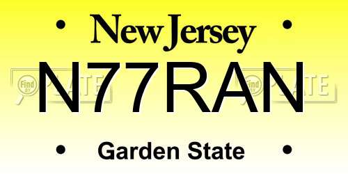 N77RAN New Jersey License Plate
