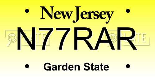 N77RAR New Jersey License Plate