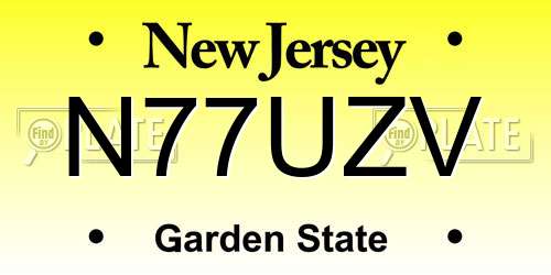 N77UZV New Jersey License Plate