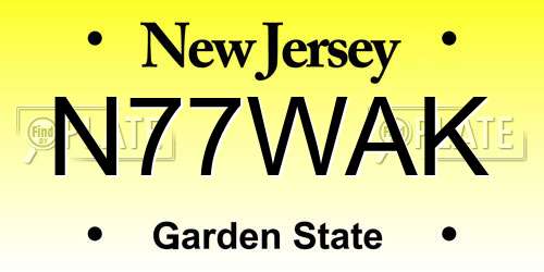 N77WAK New Jersey License Plate