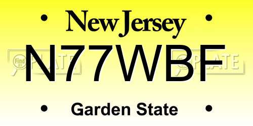 N77WBF New Jersey License Plate