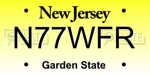 N77WFR New Jersey License Plate