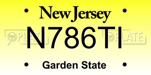 N786TI New Jersey License Plate