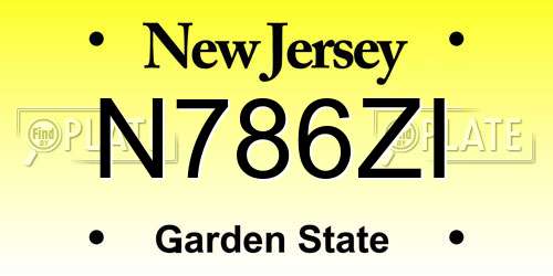 N786ZI New Jersey License Plate