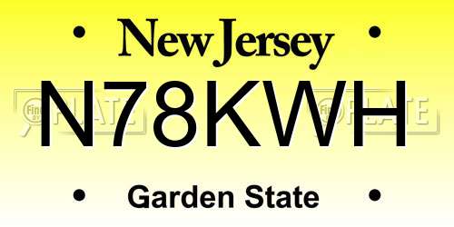 N78KWH New Jersey License Plate