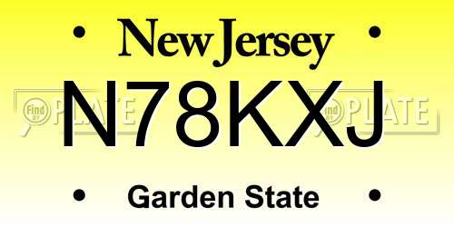 N78KXJ New Jersey License Plate
