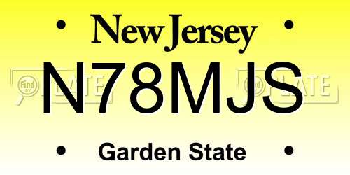 N78MJS New Jersey License Plate