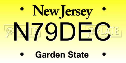 N79DEC New Jersey License Plate