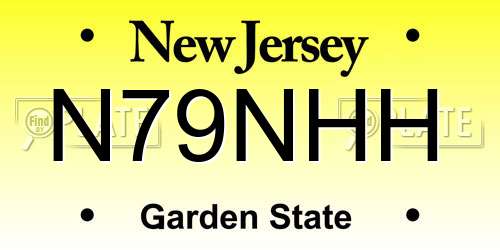 N79NHH New Jersey License Plate