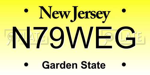 N79WEG New Jersey License Plate