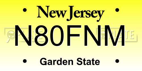 N80FNM New Jersey License Plate