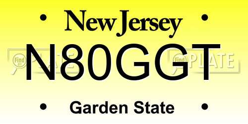 N80GGT New Jersey License Plate