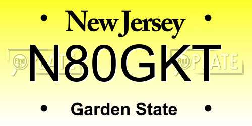 N80GKT New Jersey License Plate