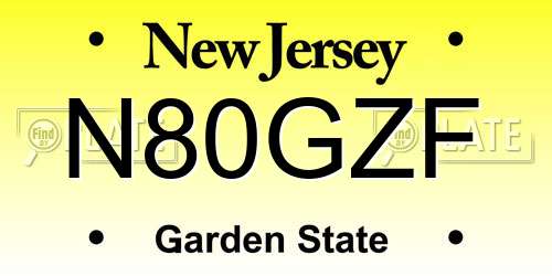 N80GZF New Jersey License Plate
