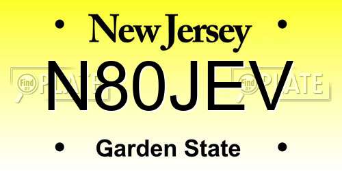 N80JEV New Jersey License Plate