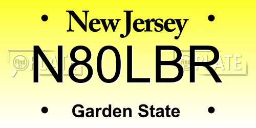 N80LBR New Jersey License Plate