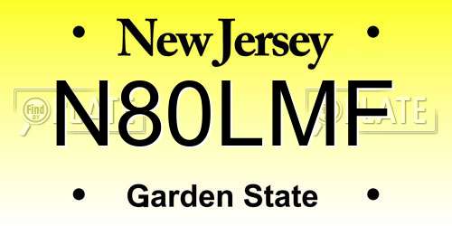 N80LMF New Jersey License Plate