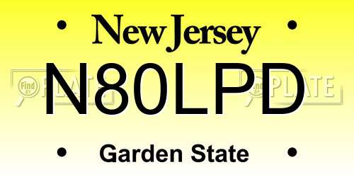 N80LPD New Jersey License Plate