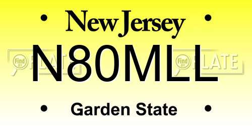 N80MLL New Jersey License Plate